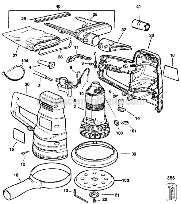 Page A Diagram and Parts List for BD5100 Type 1 Black and Decker Sander Polisher